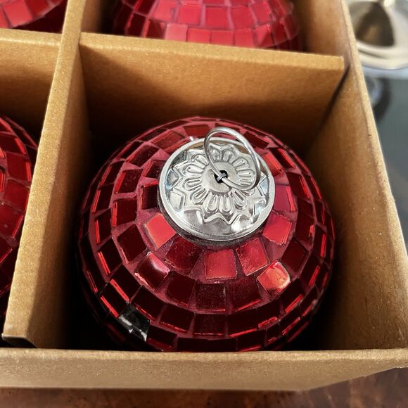 Christian Siriano NY Set of 4 Mirror Disco Ball Christmas/New Years Ornaments - Picture 3 of 10